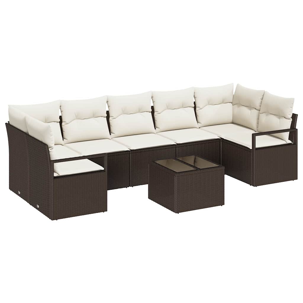 Garten-Sofa-Set 8 pcs Braun und Creme 55 x 55 x 37 cm